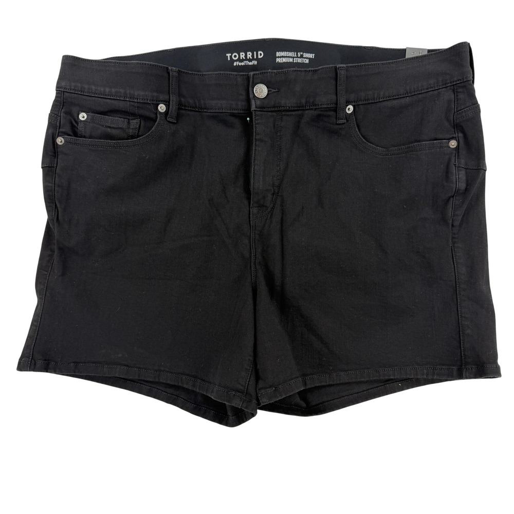 Torrid Bombshell Shorts‎ Womens 24 Plus Black Denim 5" High Rise Stretch New